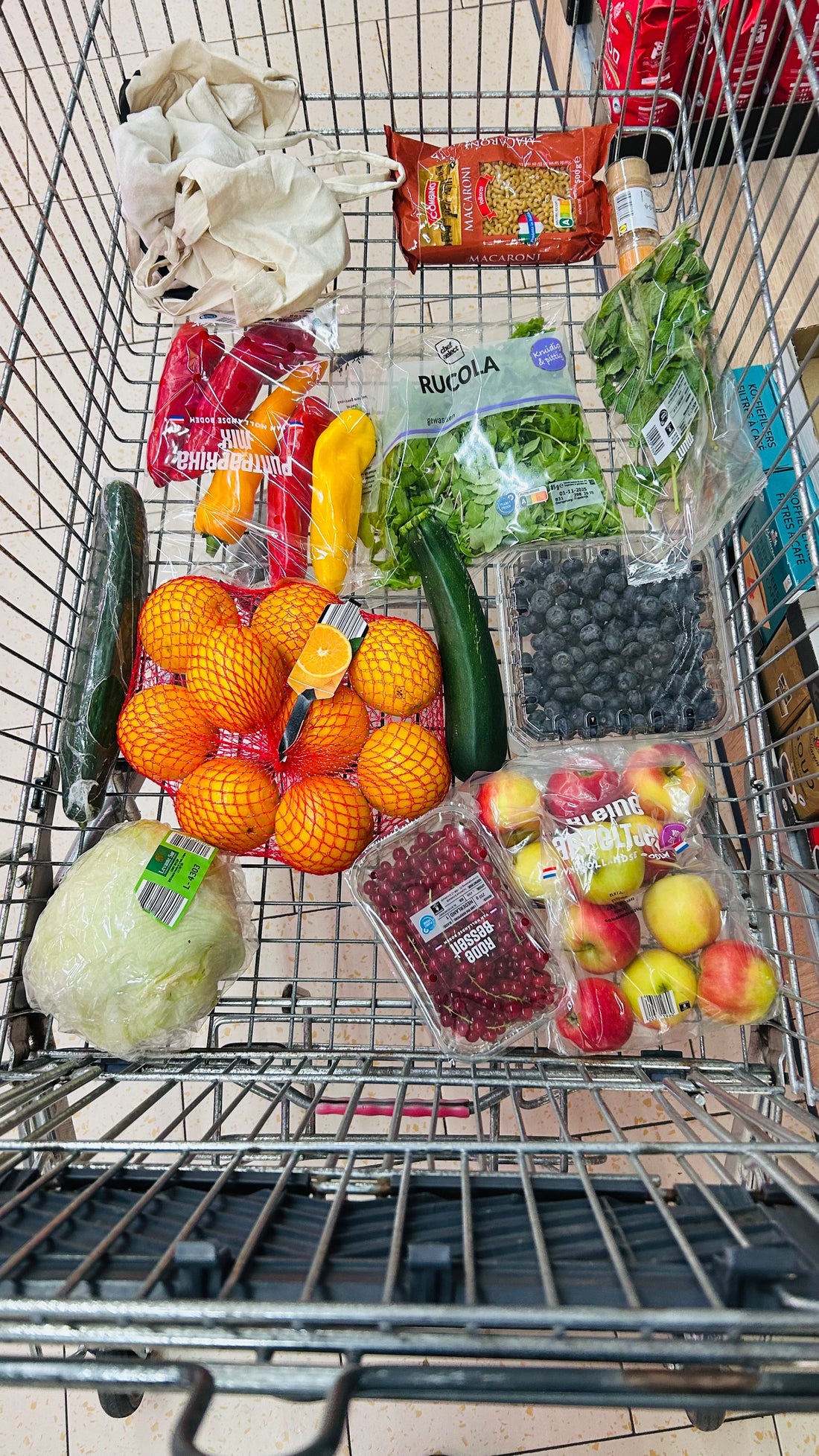 Dutch grocery cart with vegetables and fruits