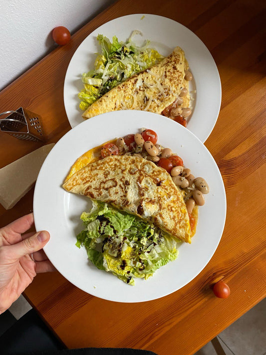 omelet with white beans and veggies